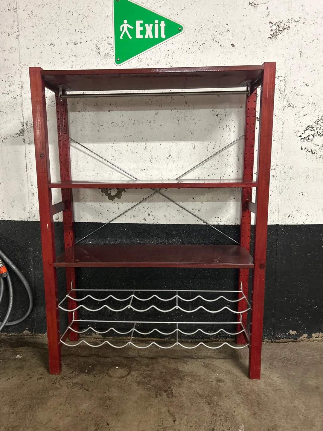 Red Wooden Shelf Unit