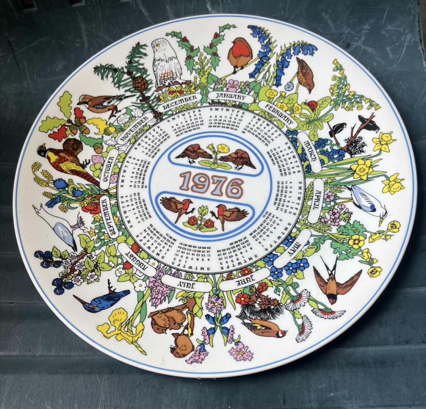 Wedgwood Robin Calendar Plate Sixth Series 1976