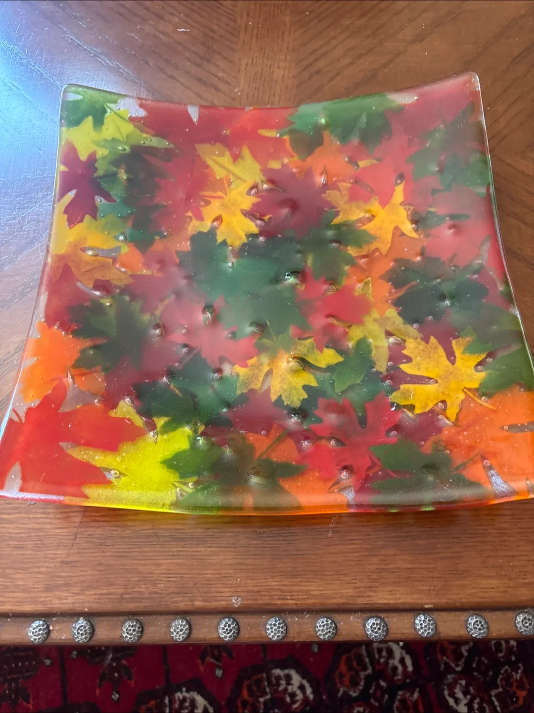 Fall Leaves Glass Serving Dish