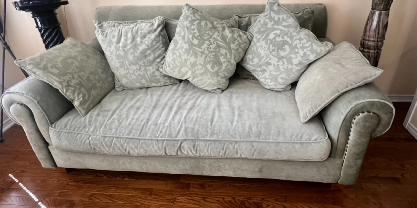 Sage  Sofa with Pillows thumbnail