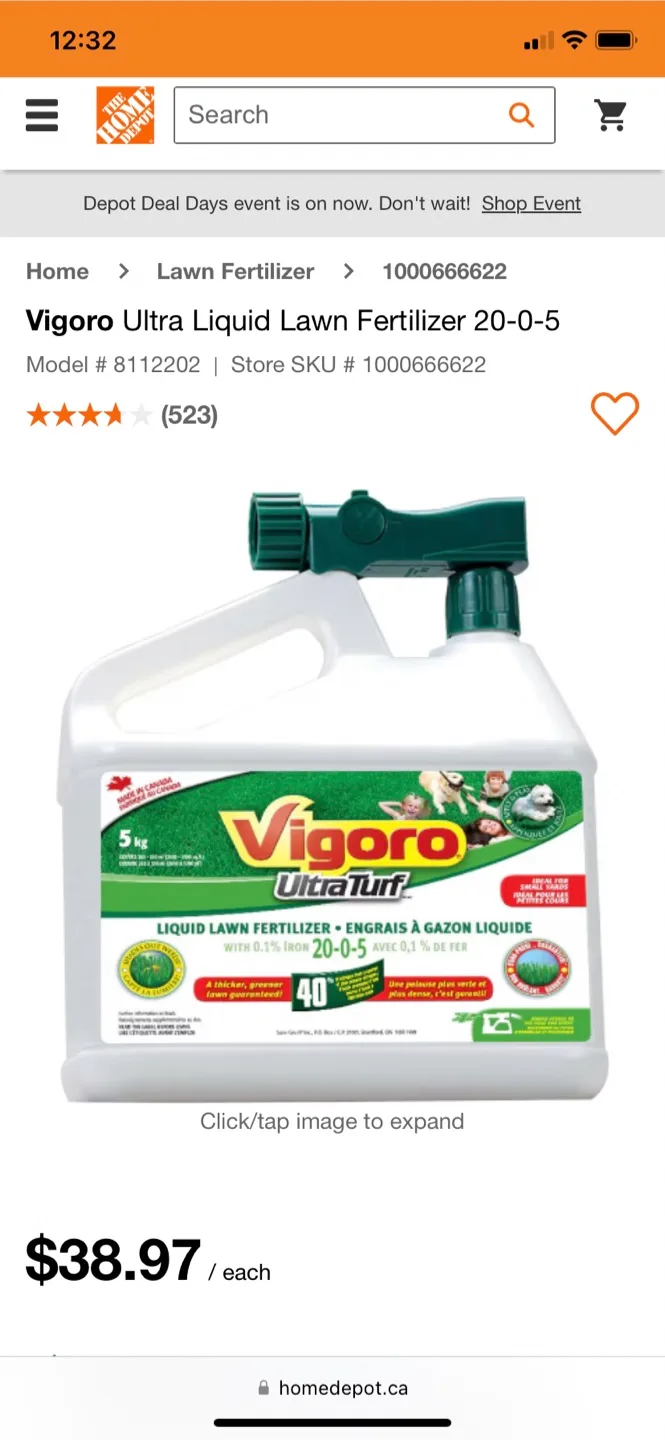 Vigoro Ultra Turf Liquid fertilizer. Sold. image indicator(4)