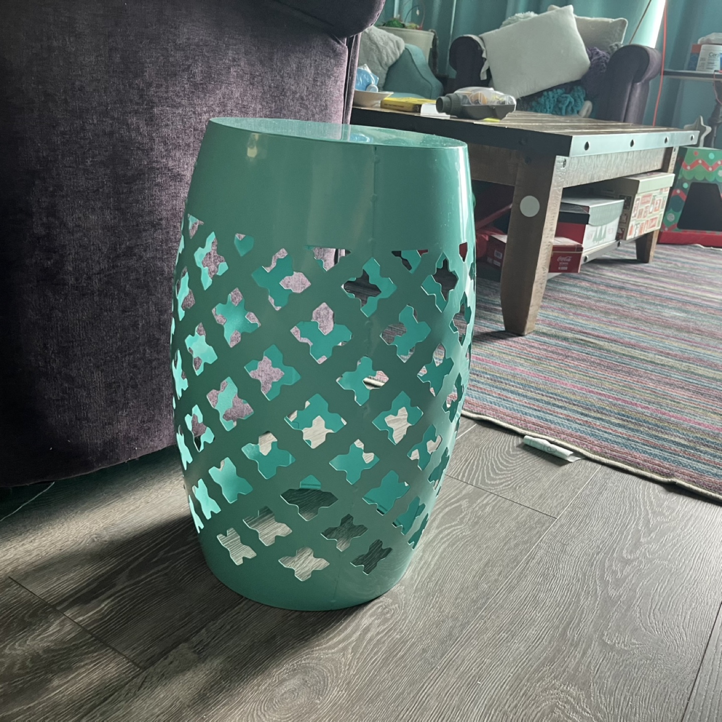 Turquoise Metal Garden Stool/Table 🧡 - photo 3
