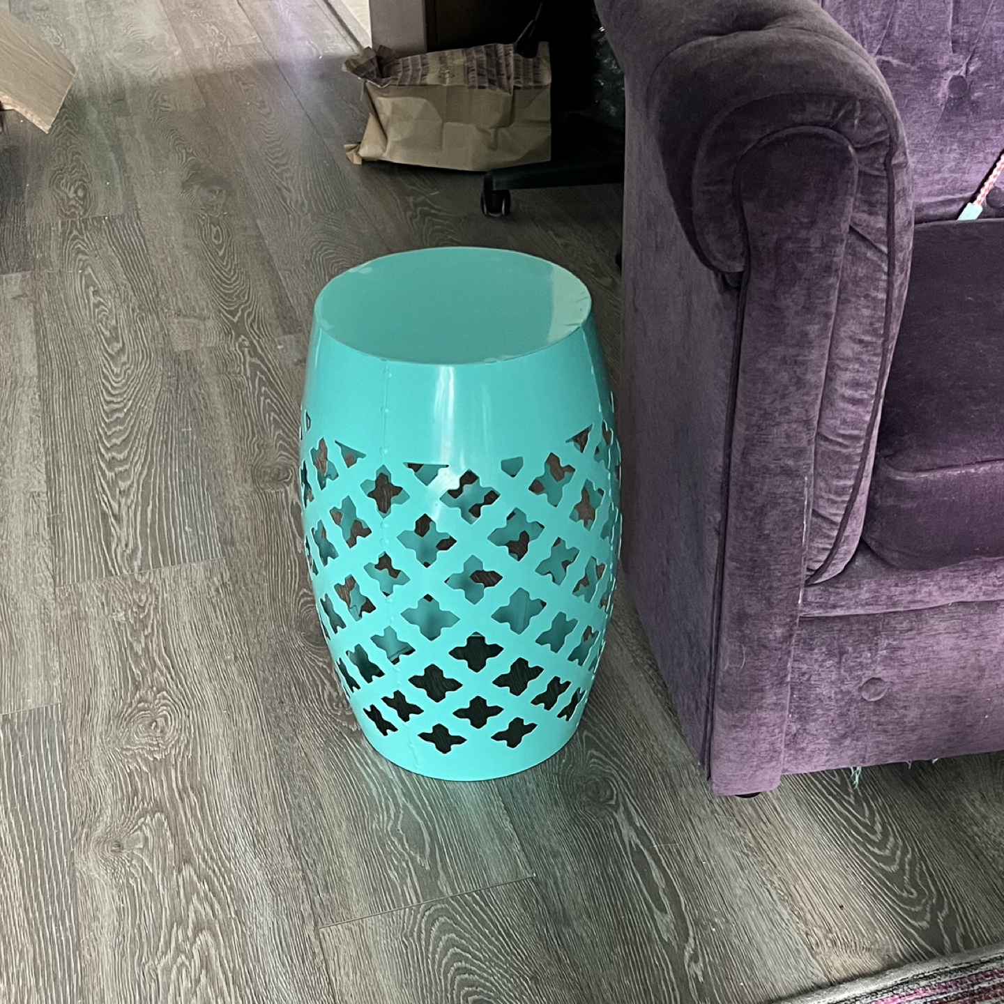 Turquoise Metal Garden Stool/Table 🧡 - photo 2
