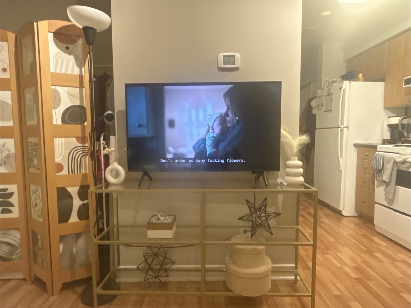 Gold Metal & Glass Console Table