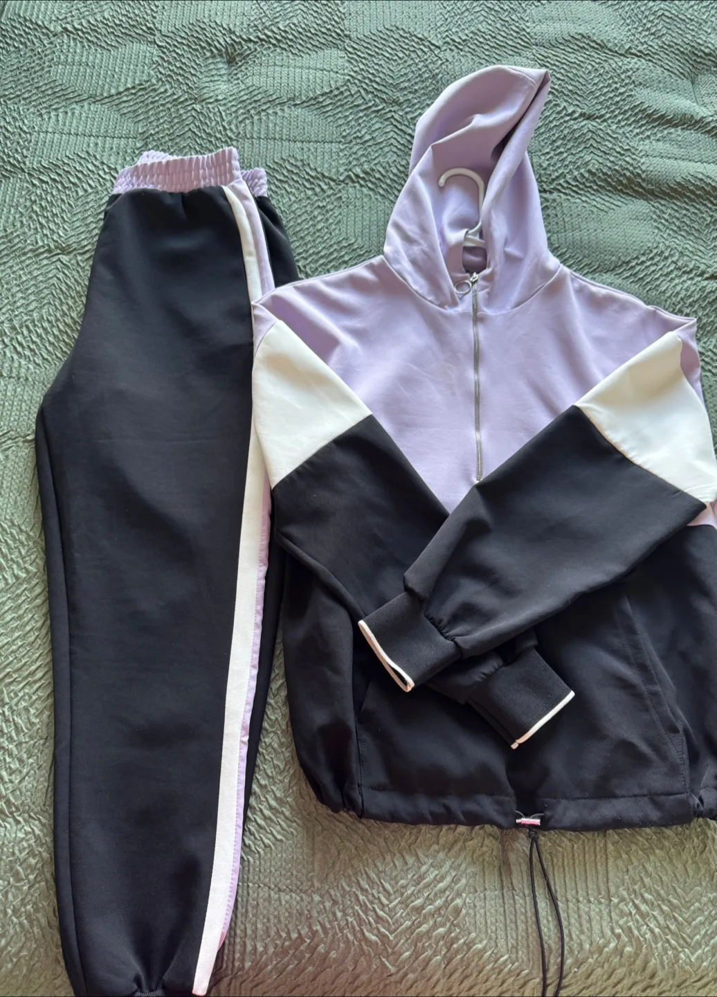 Colour Block Track Suit - Lavender, Black, White thumbnail