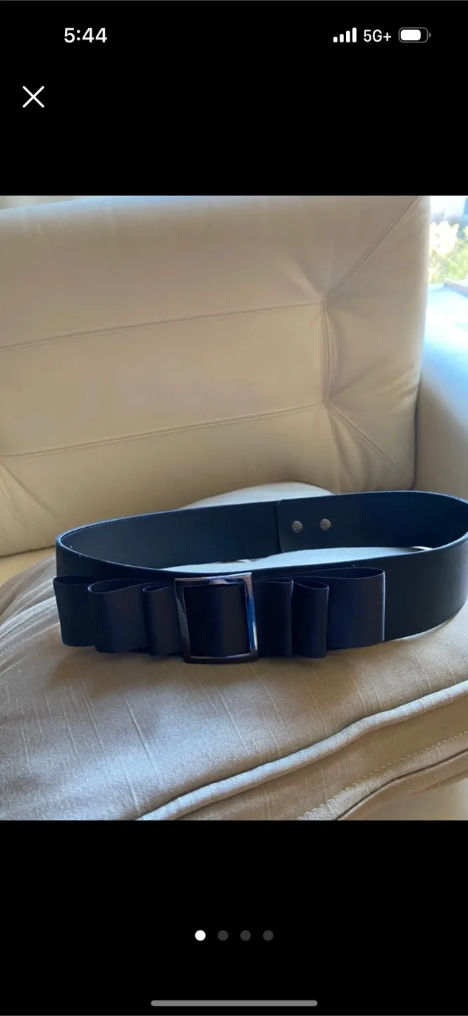 Black Satiny Belt with Bow Detail with snap buttons thumbnail