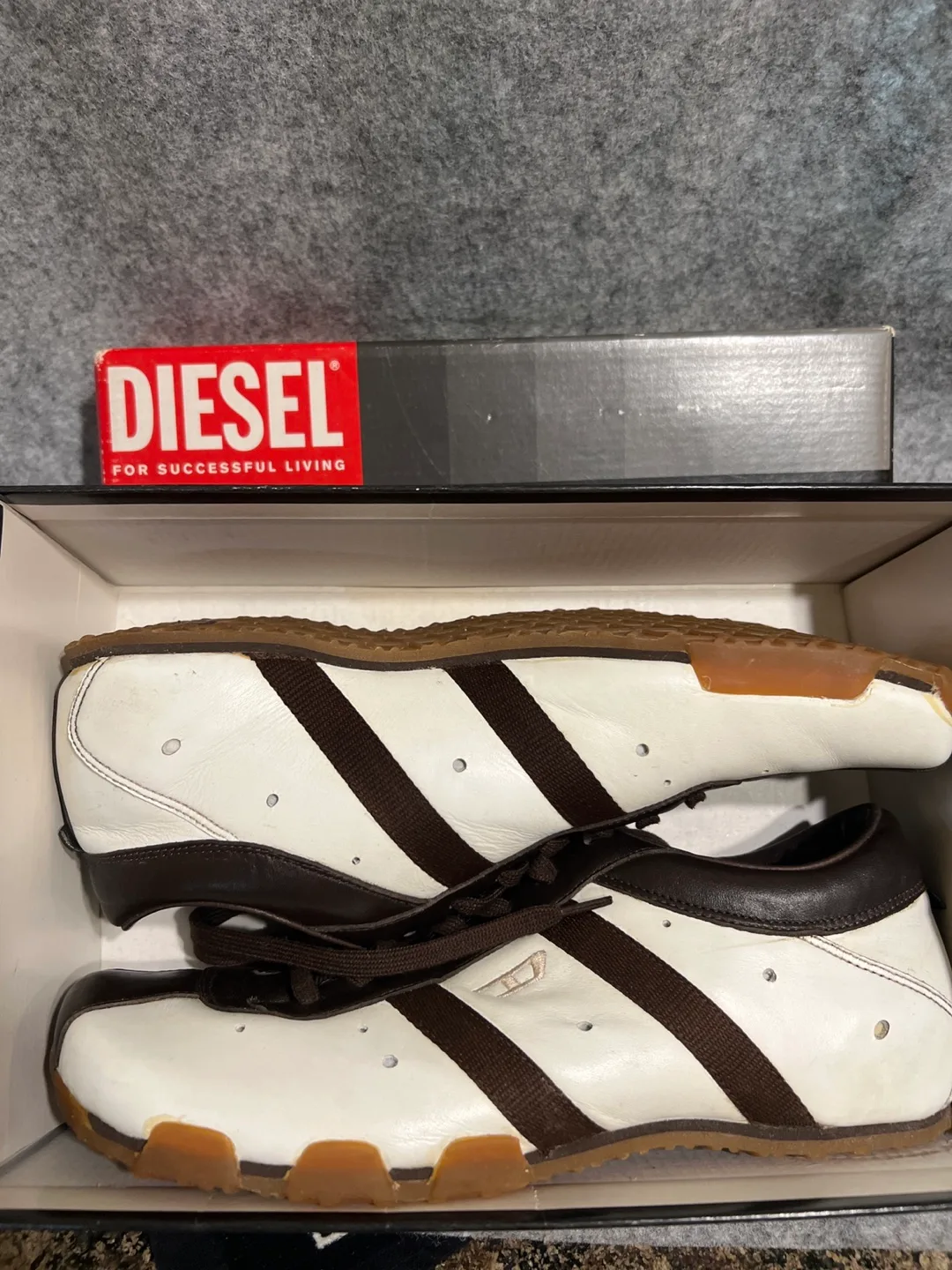 Diesel Wish White/Earth Leather Sneakers - Size 9 image indicator(4)