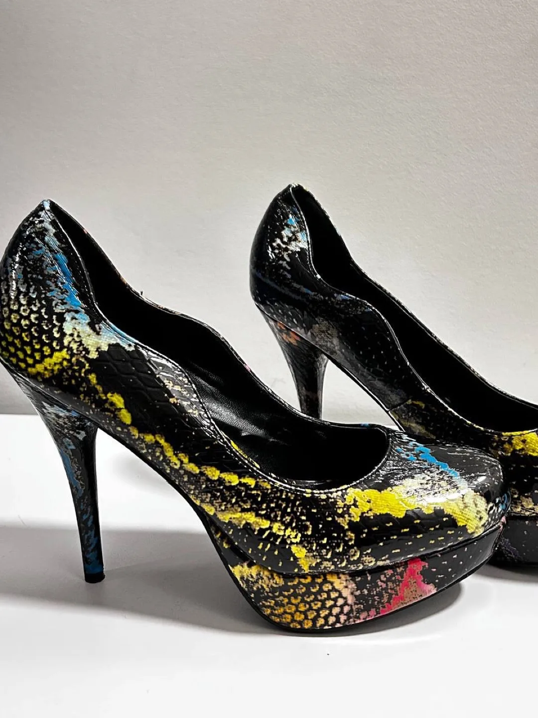 1 JustFab Rihanna - Black Multi heels US 10 UK8 thumbnail