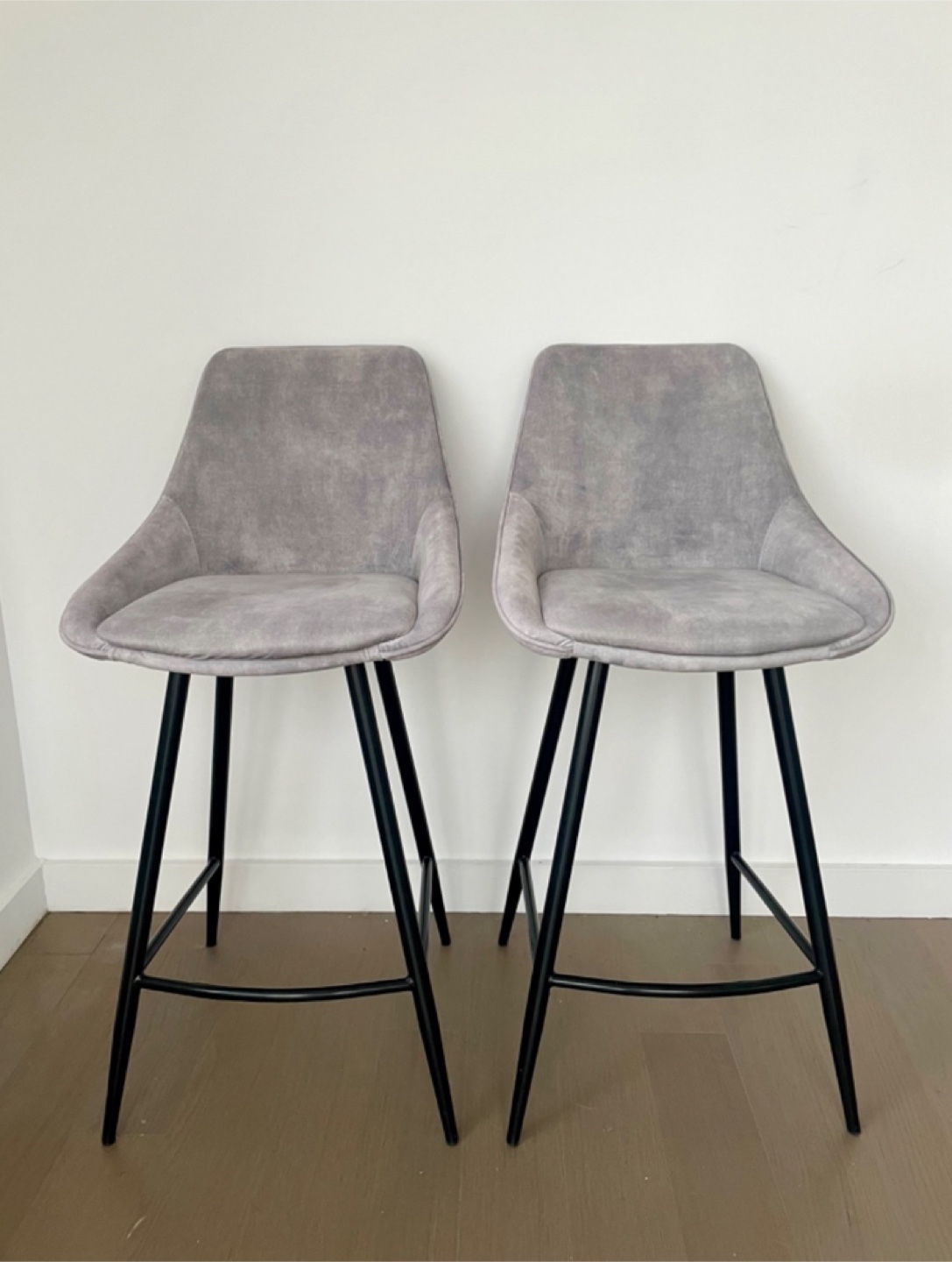 Set of 2 Gray Bar Stools
