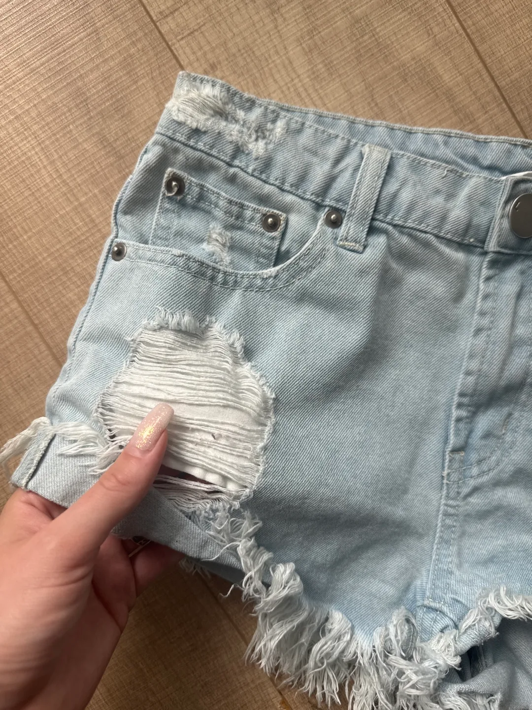 Litz Distressed Denim Shorts - Size S image indicator(3)
