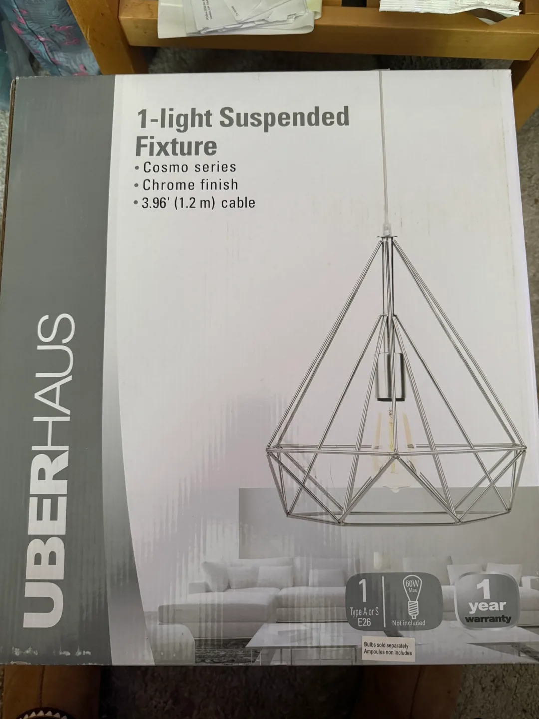 BNIB UBERHAUS Cosmo Chrome Pendant light **P/U Southwood** thumbnail