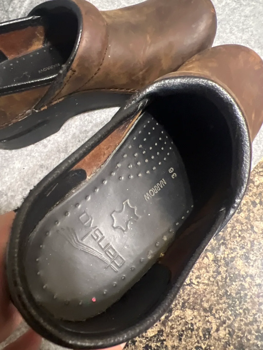 Dansko Brown Leather Clogs Size 6 Narrow image indicator(2)