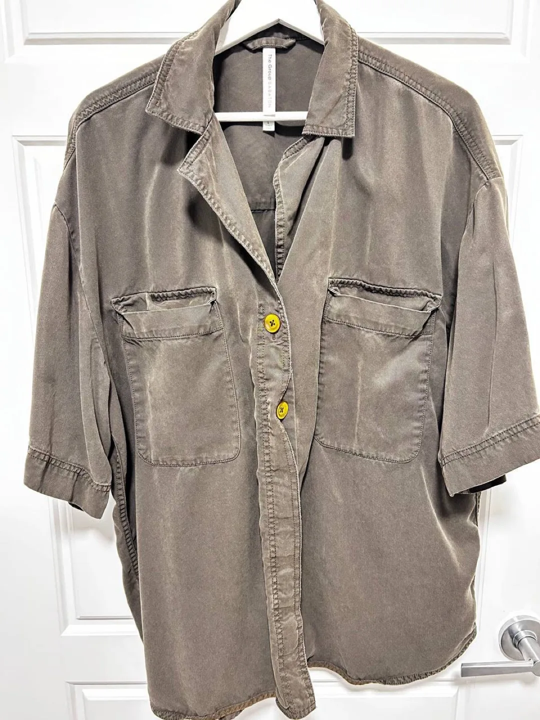 Babaton The Group Olive Green Button-Up Shirt thumbnail