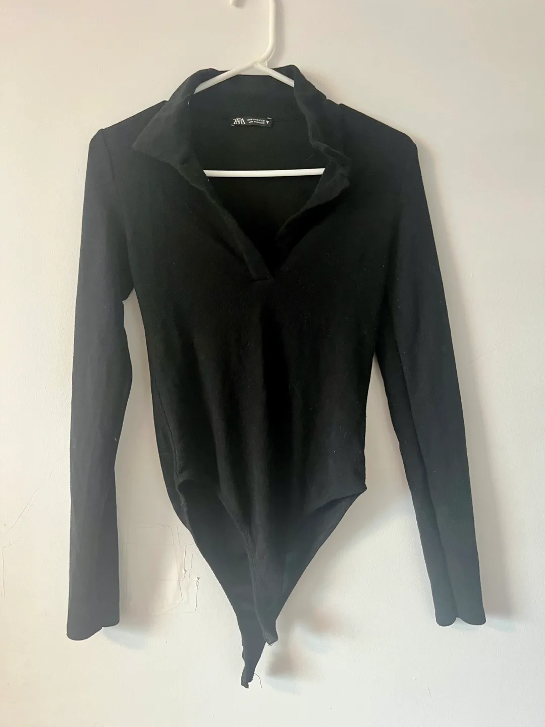 Zara Black Long Sleeve Bodysuit - Size M thumbnail
