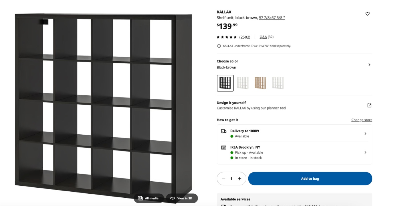 IKEA Kallax Shelf Unit - Black-Brown - photo 2