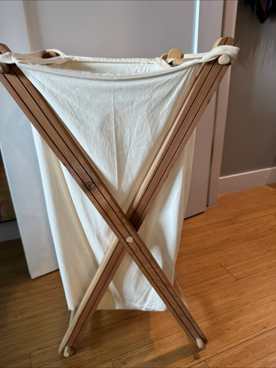 Wooden Laundry Hamper with Canvas Bag