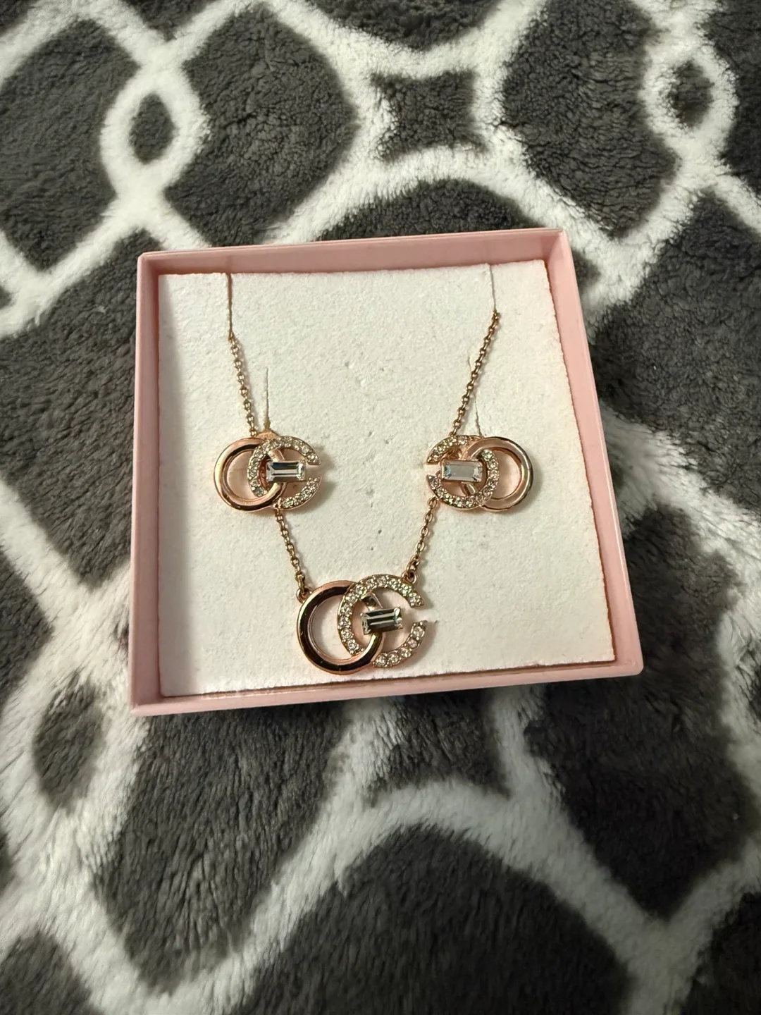 Rose Gold Necklace and Earring Set thumbnail