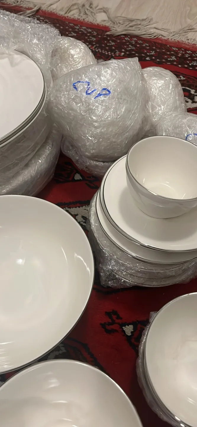 White Dinnerware Set - Plates, Bowls, Cups thumbnail