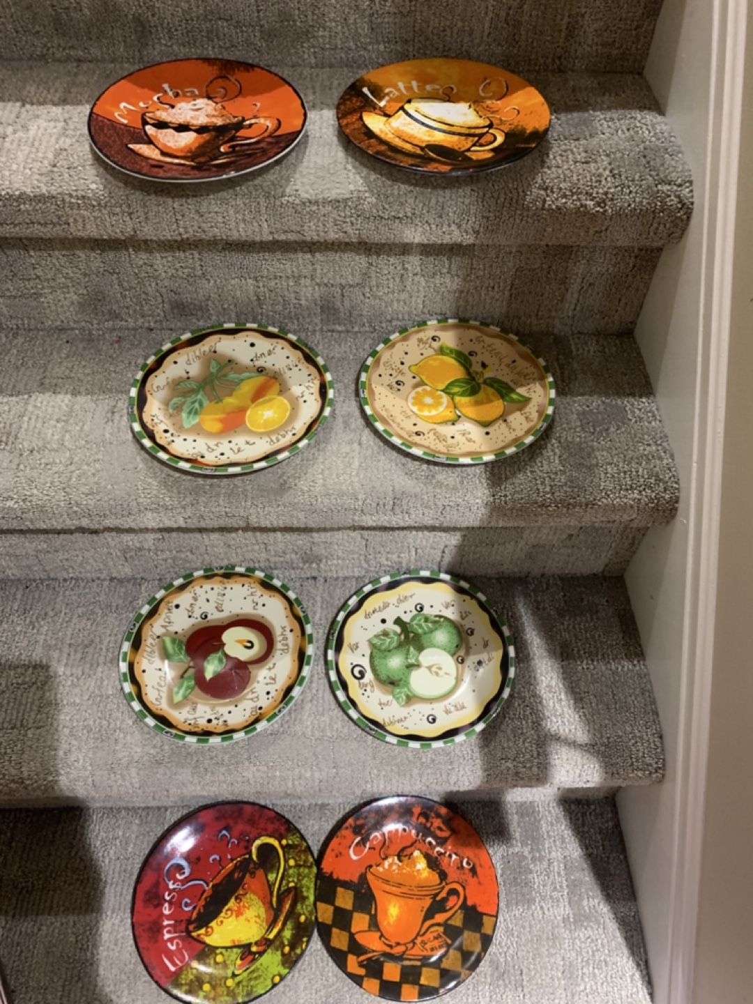 Decorative Fruit & Coffee Dessert Plates (Set of 8)