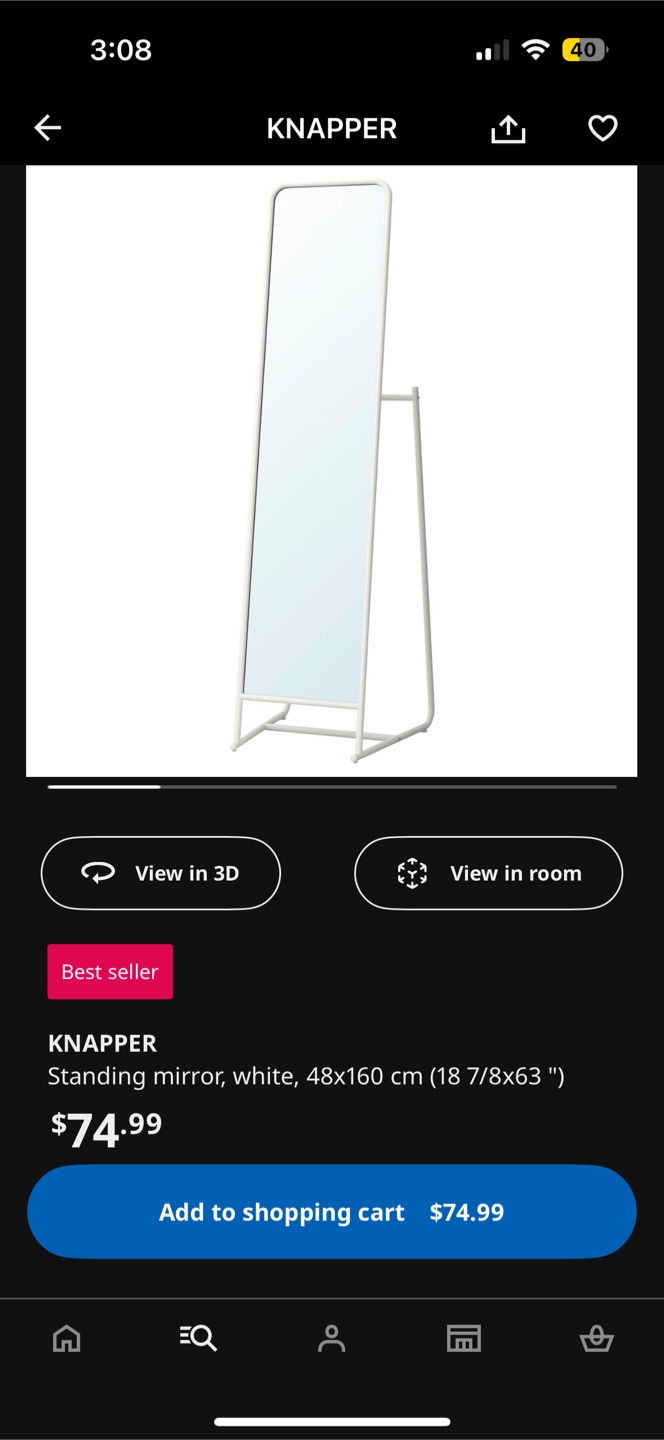 IKEA KNAPPER Standing Mirror - photo 2
