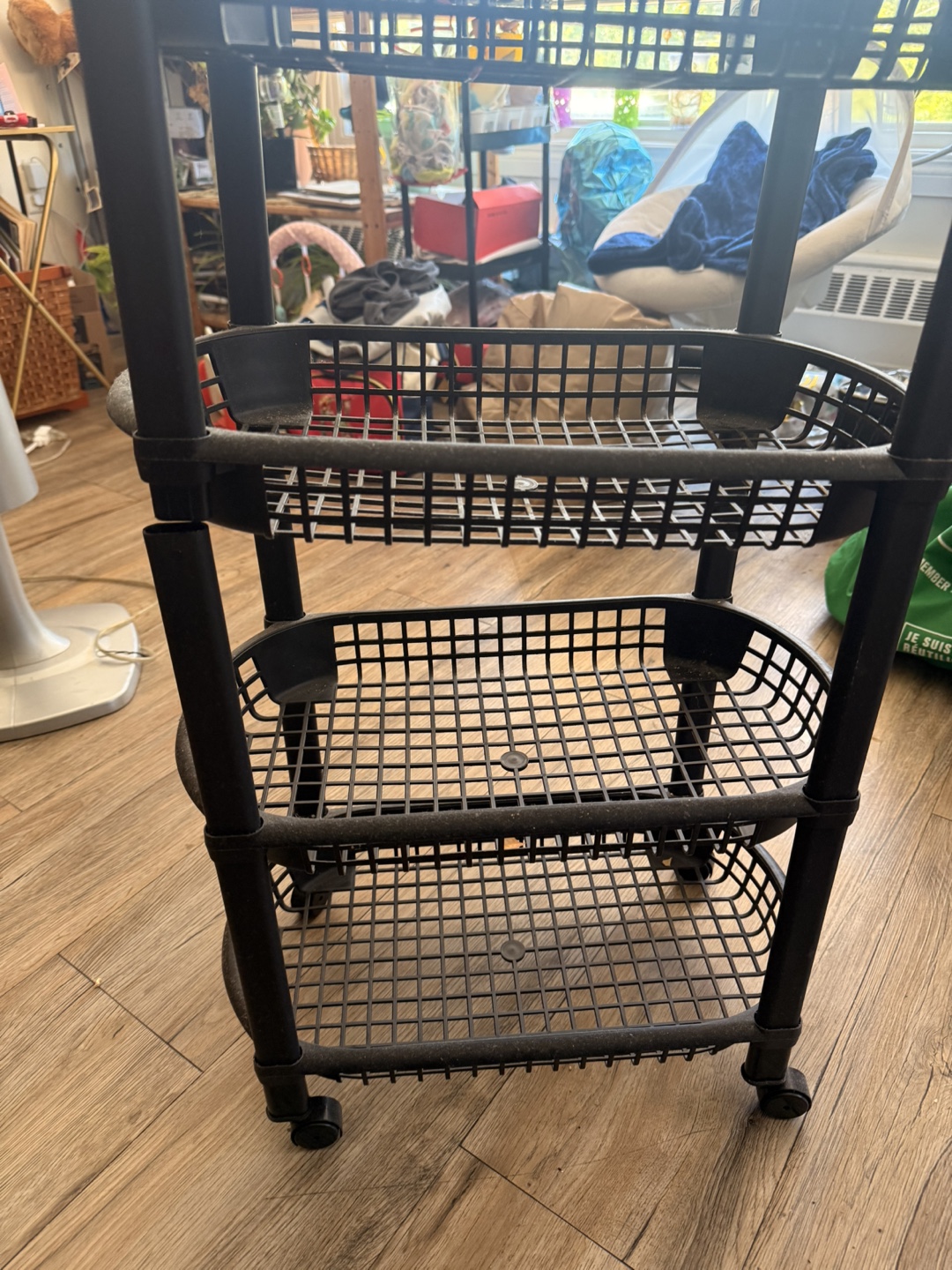 Black Rolling Cart with Baskets