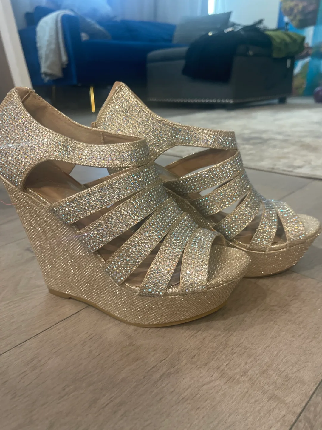Delicacy Gold Rhinestone Wedges image indicator(2)
