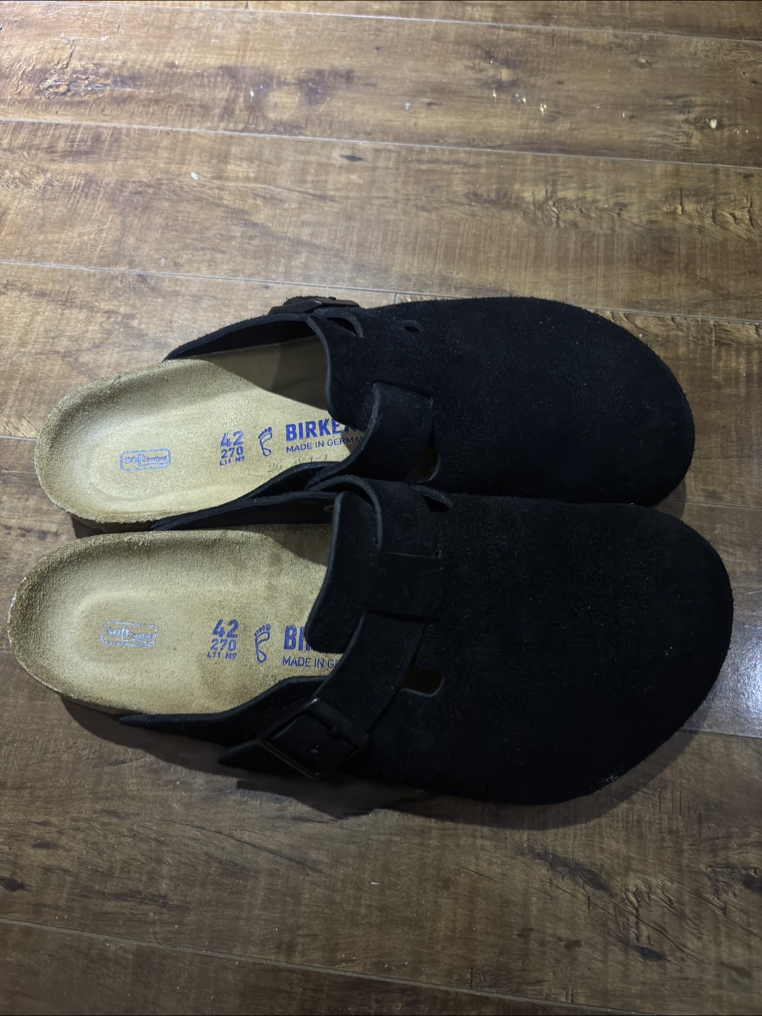 Birkenstock Boston Black Suede Clogs Size 42 - photo 2