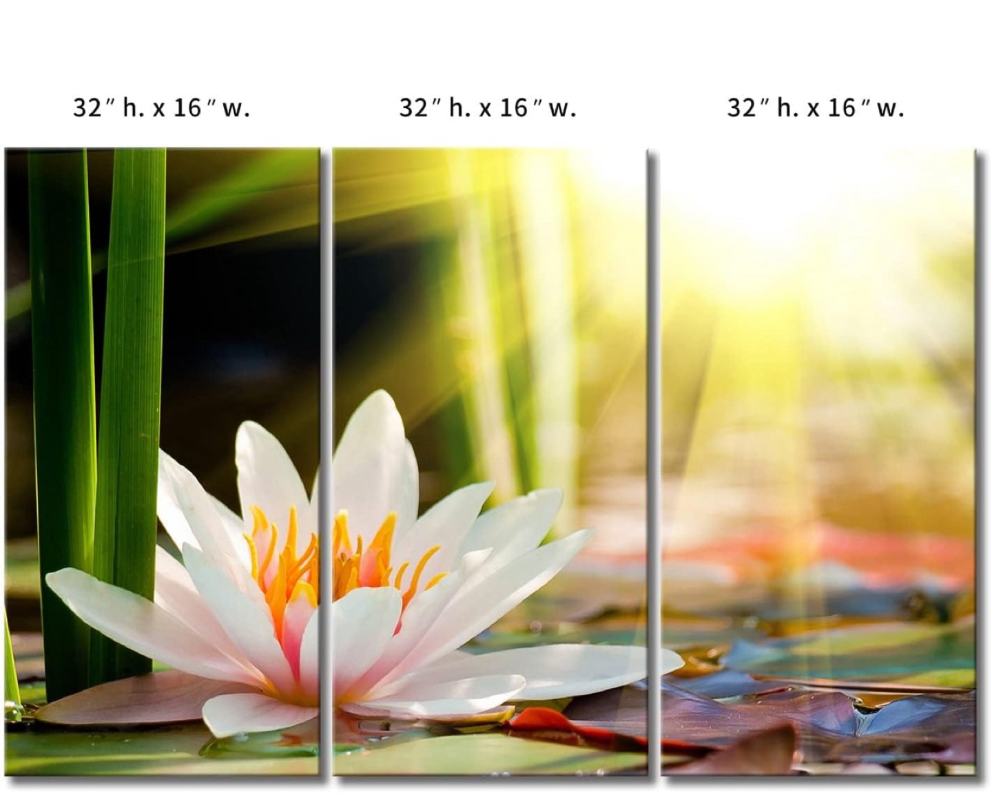 Lotus Flower Canvas Wall Art - 3 Panels - 32"x16" - photo 5