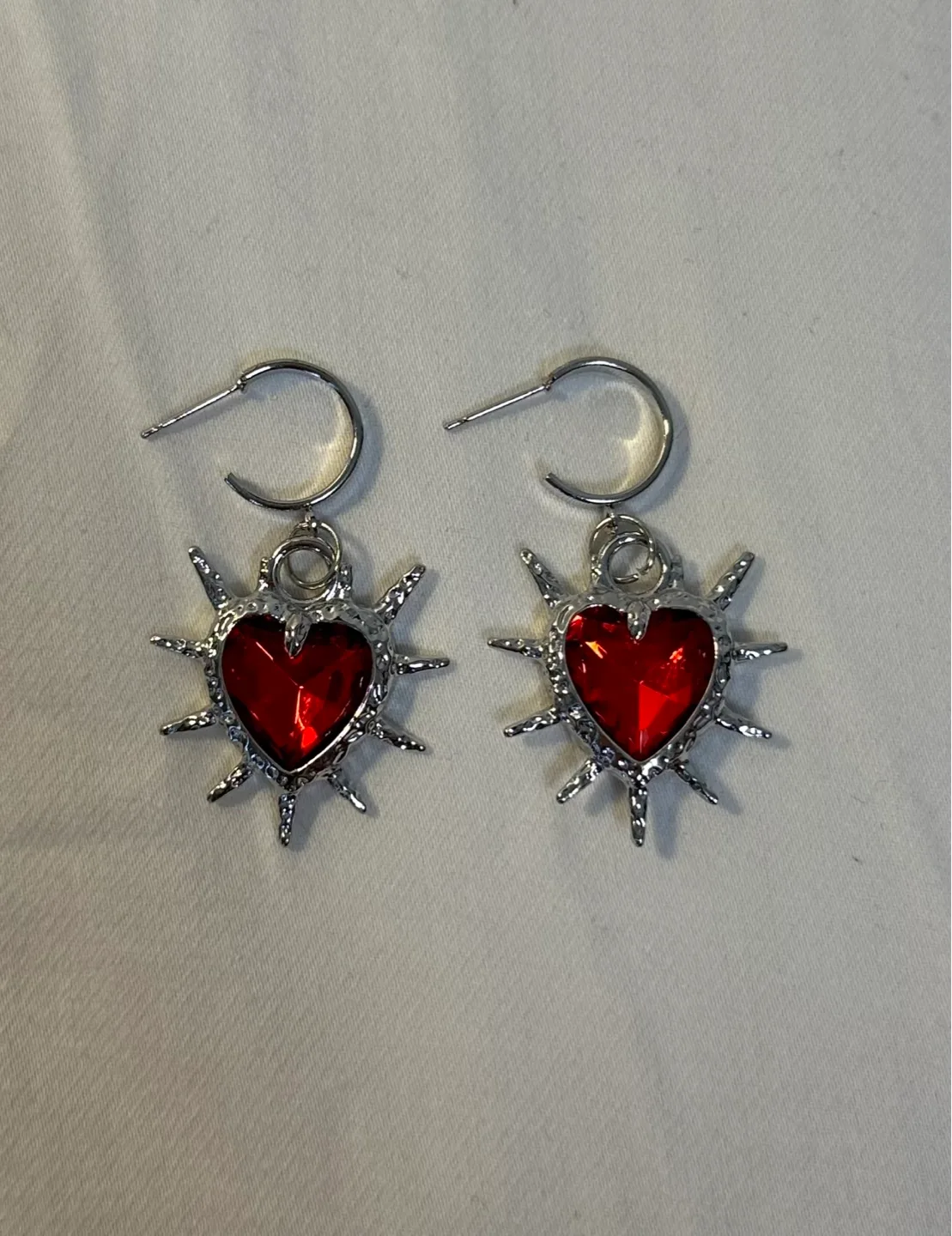 New Heart Earrings - Red thumbnail