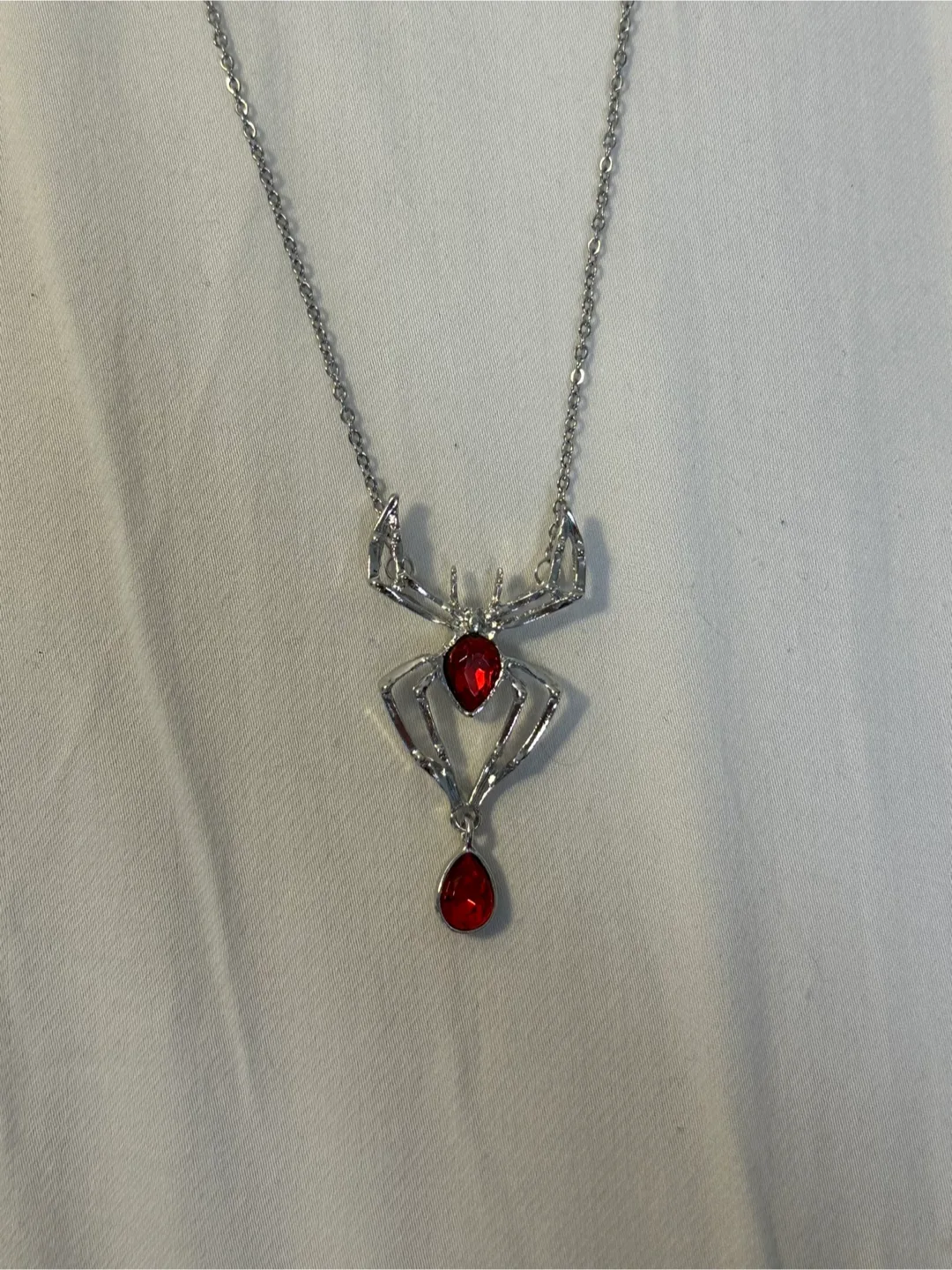 New Spider Pendant Necklace, Silver Tone thumbnail