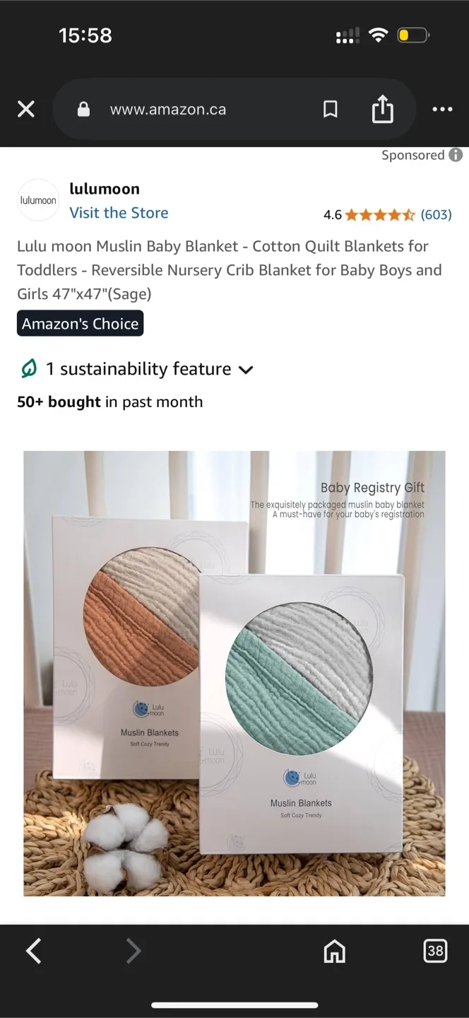 LuluMoon Muslin Baby Blanket NEW ONE image indicator(3)