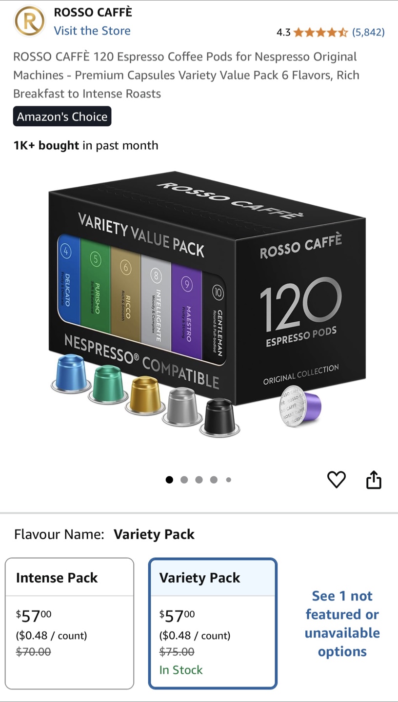ROSSO CAFFÈ 120 Nespresso Compatible Espresso Pods