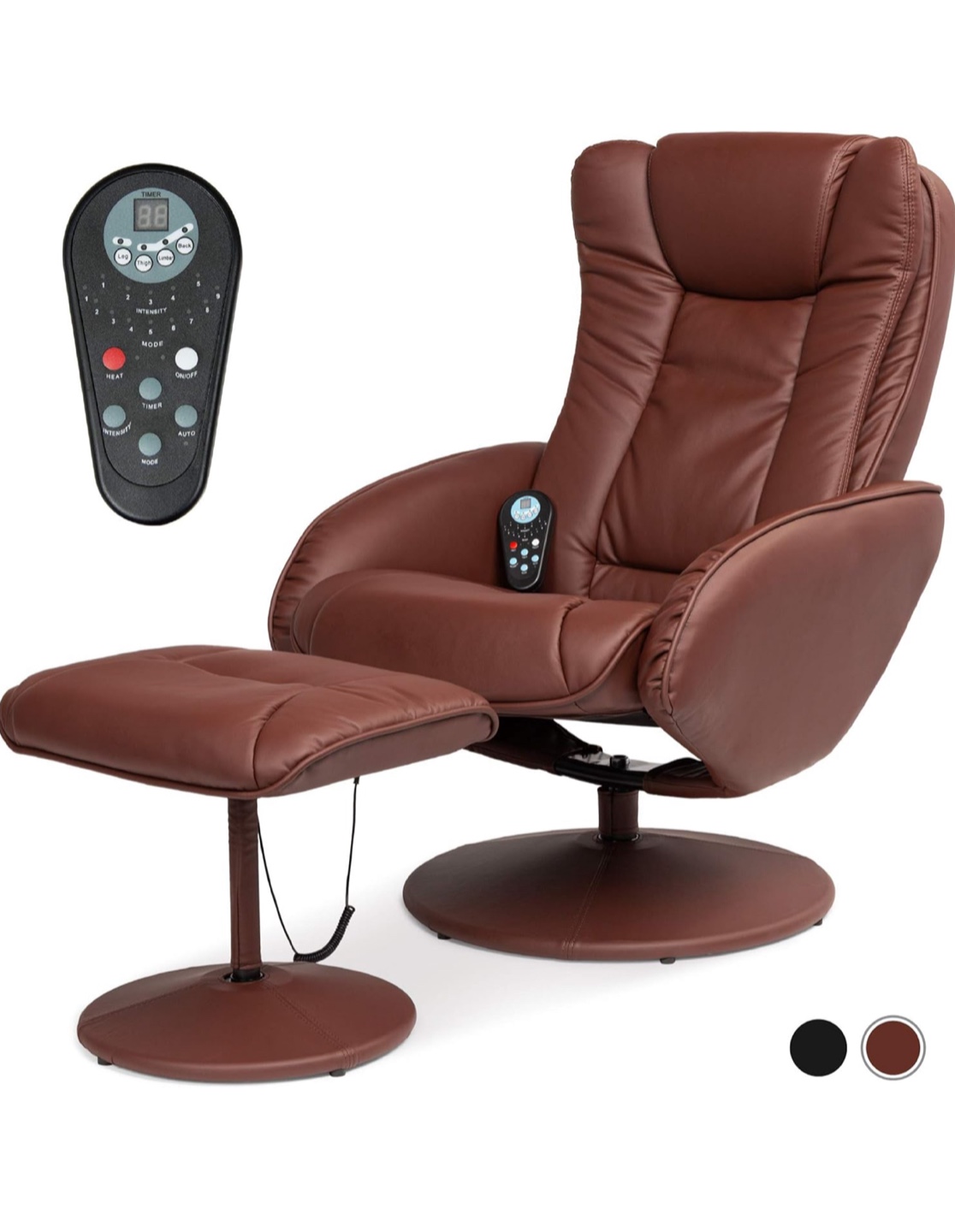 Brown Swivel Recliner W/ stool and Massage Feature