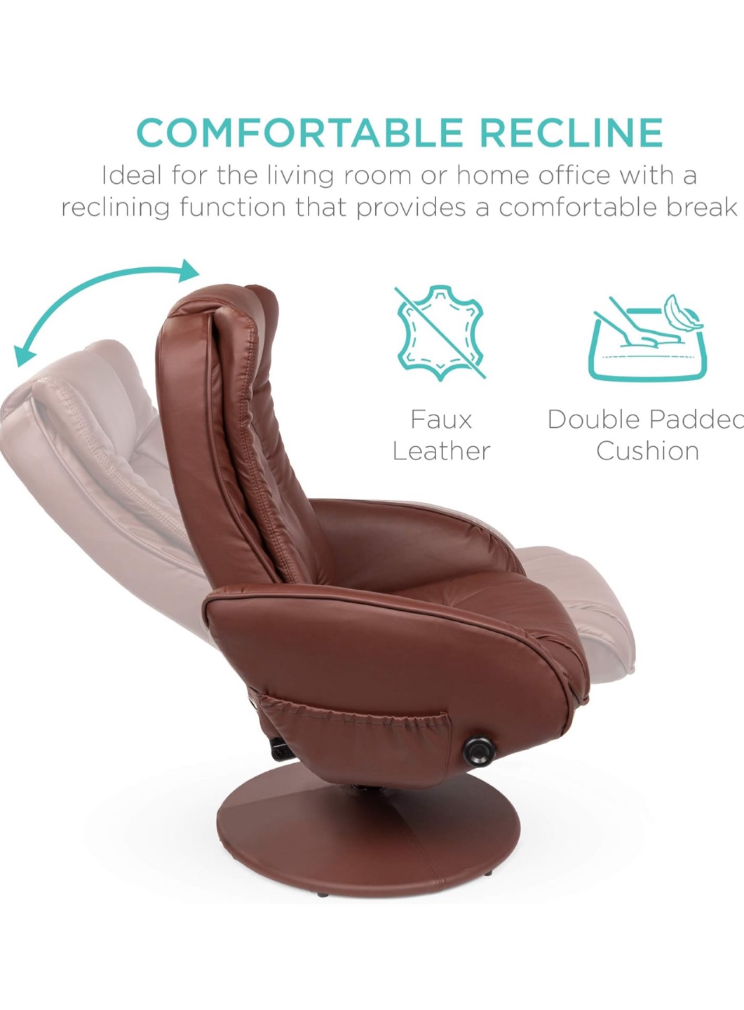 Brown Swivel Recliner W/ stool and Massage Feature - photo 2