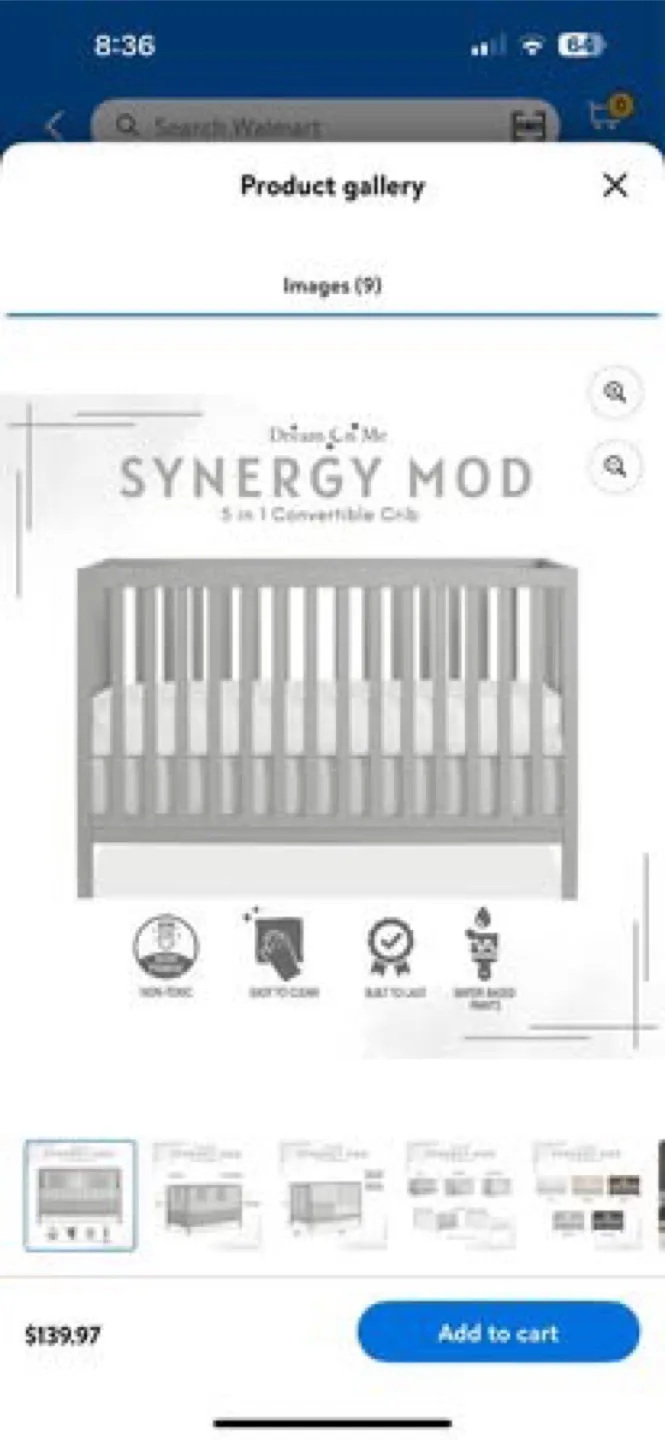 Dream On Me Synergy Mod 5 in 1 Convertible Crib thumbnail