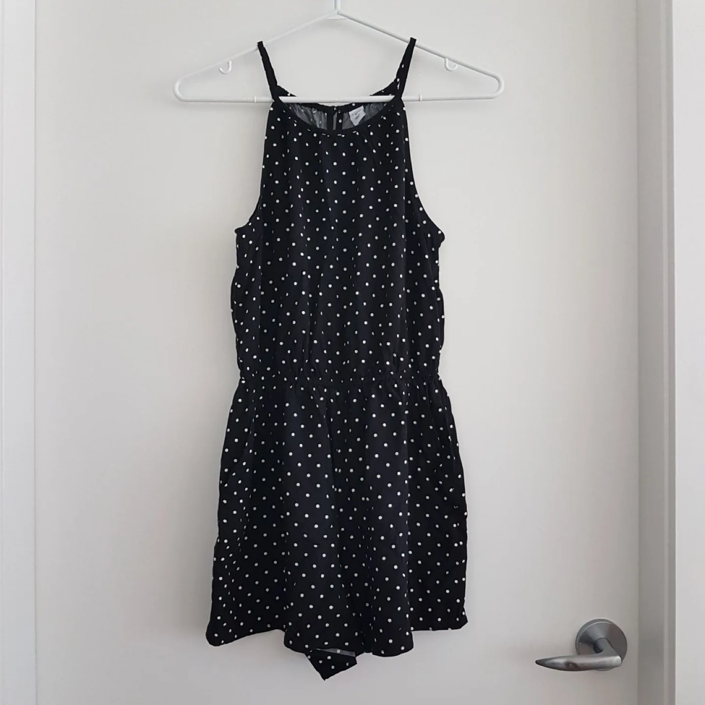 Old Navy XS Black Polka Dot Romper thumbnail