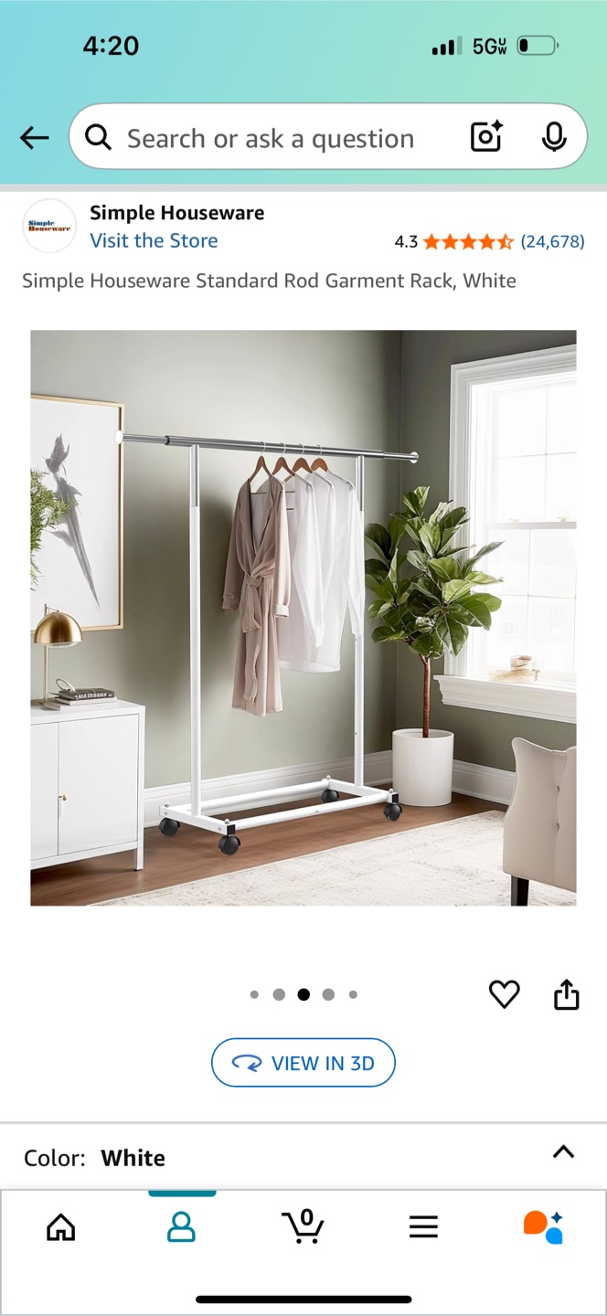 Clothing Garment Rack - White