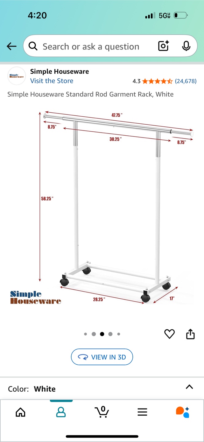 Clothing Garment Rack - White - photo 3