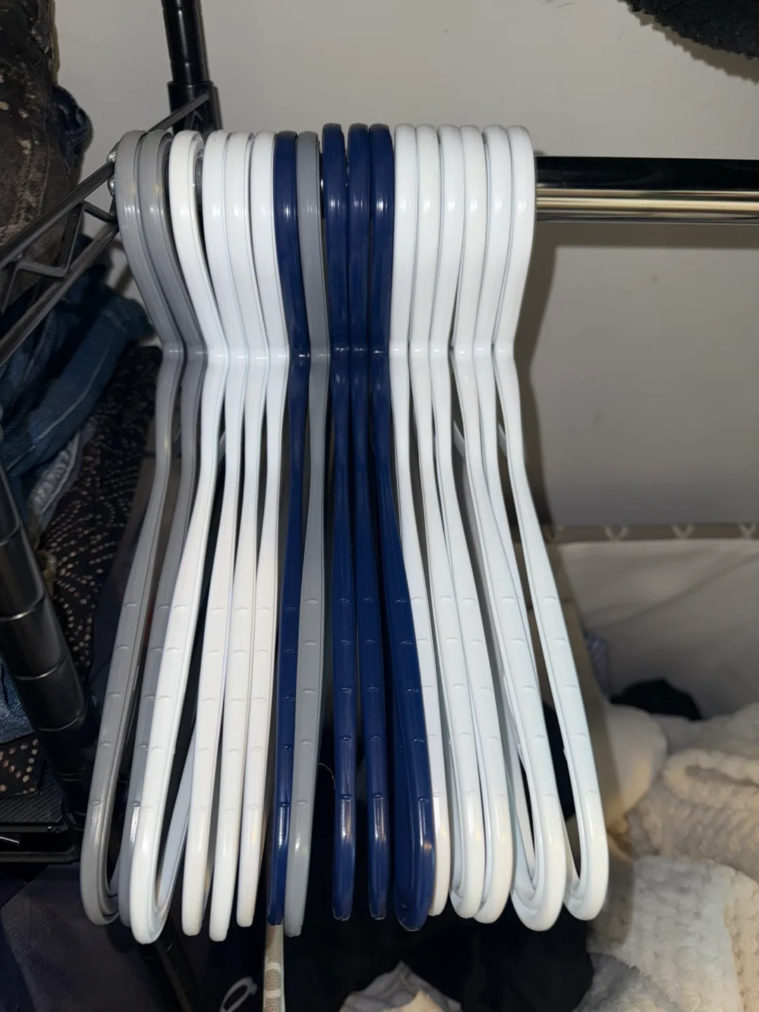 Clothes Hangers - White, Grey & Blue assorted thumbnail