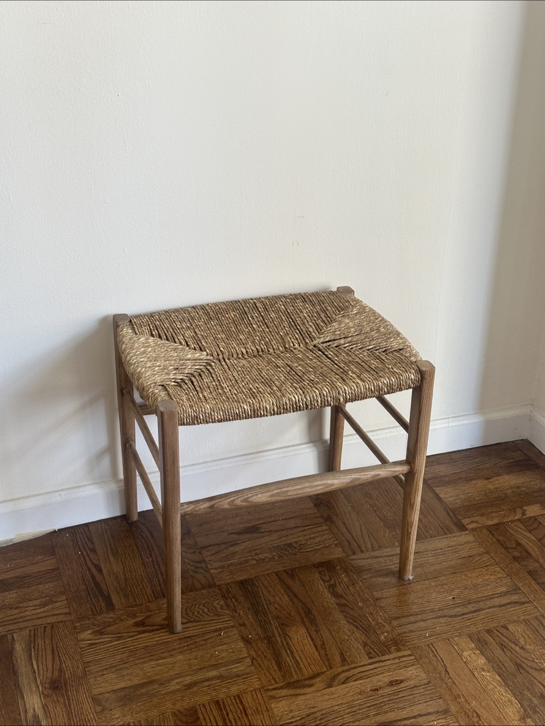 Woven Top Wooden Stool