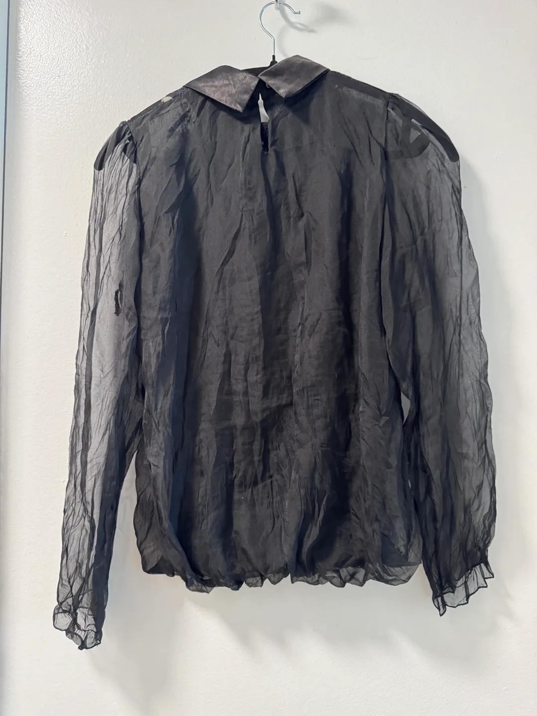 Black Sheer Embellished Collar Top size S image indicator(4)