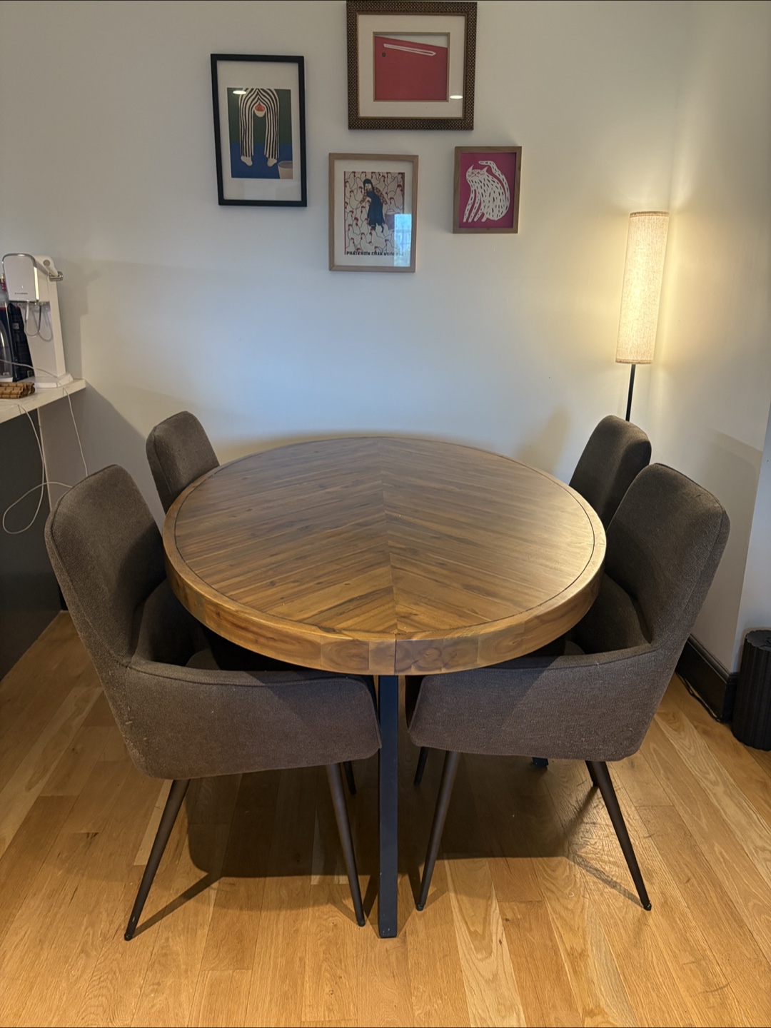 Oval Wood Dining Table with Four Chairs