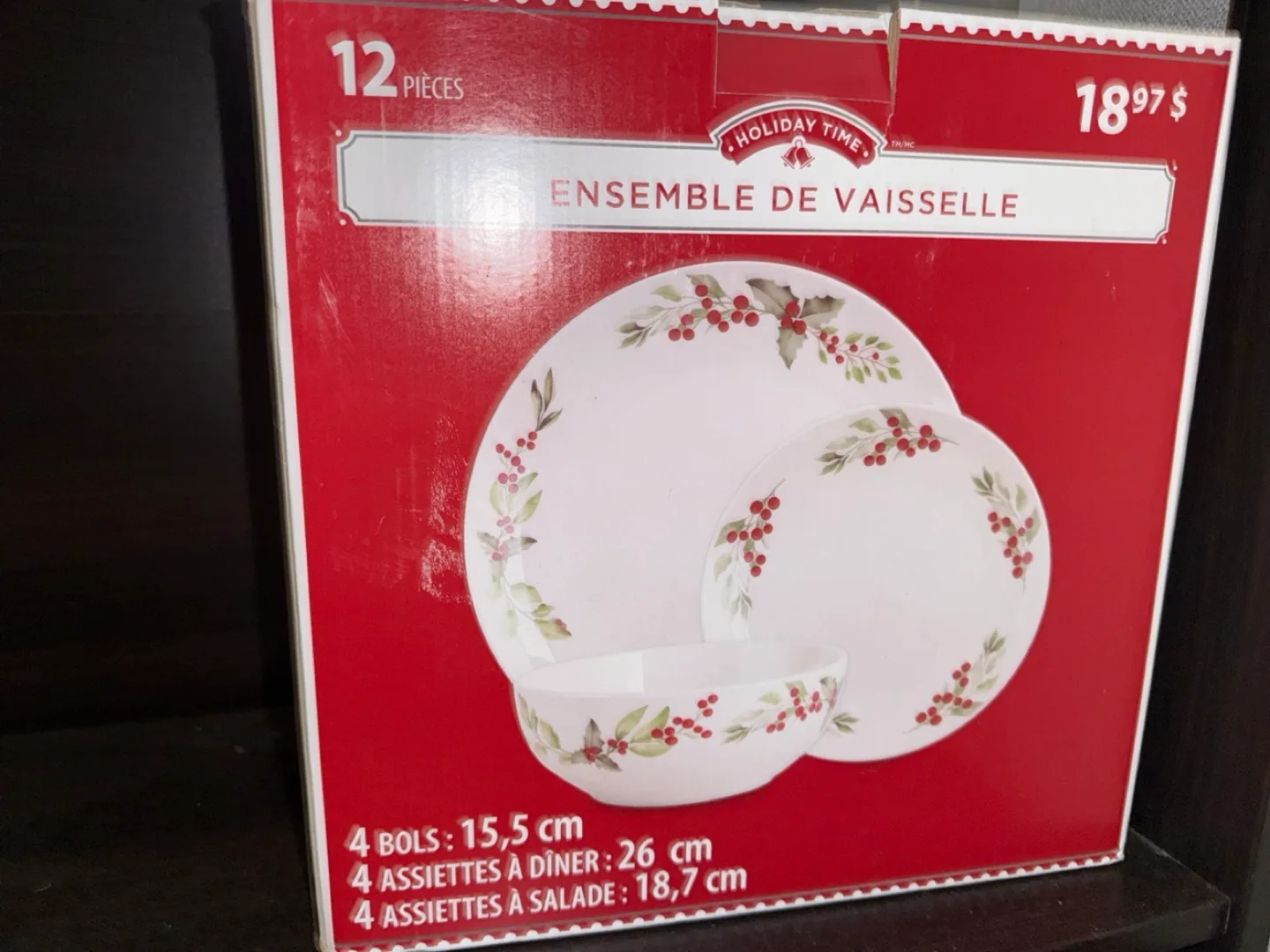 Holiday Time 12-Piece Dinnerware Set - Brand New thumbnail