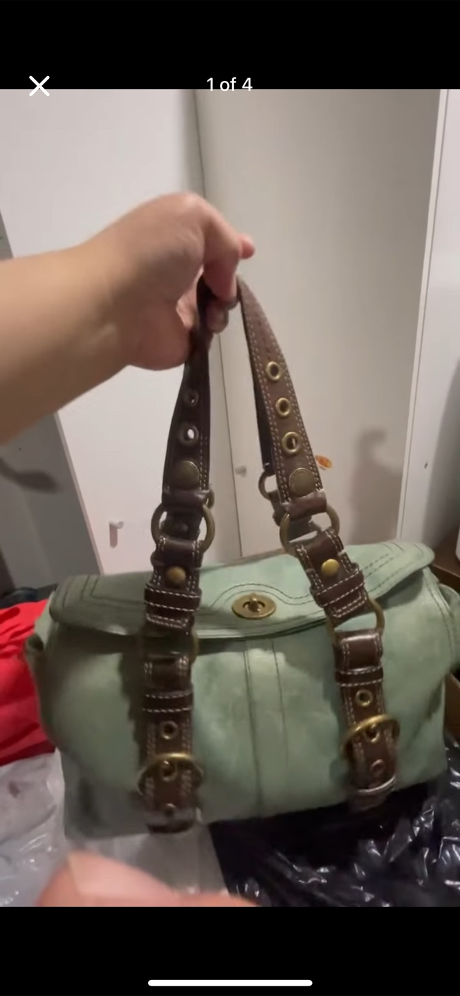Coach Light Green Leather Satchel