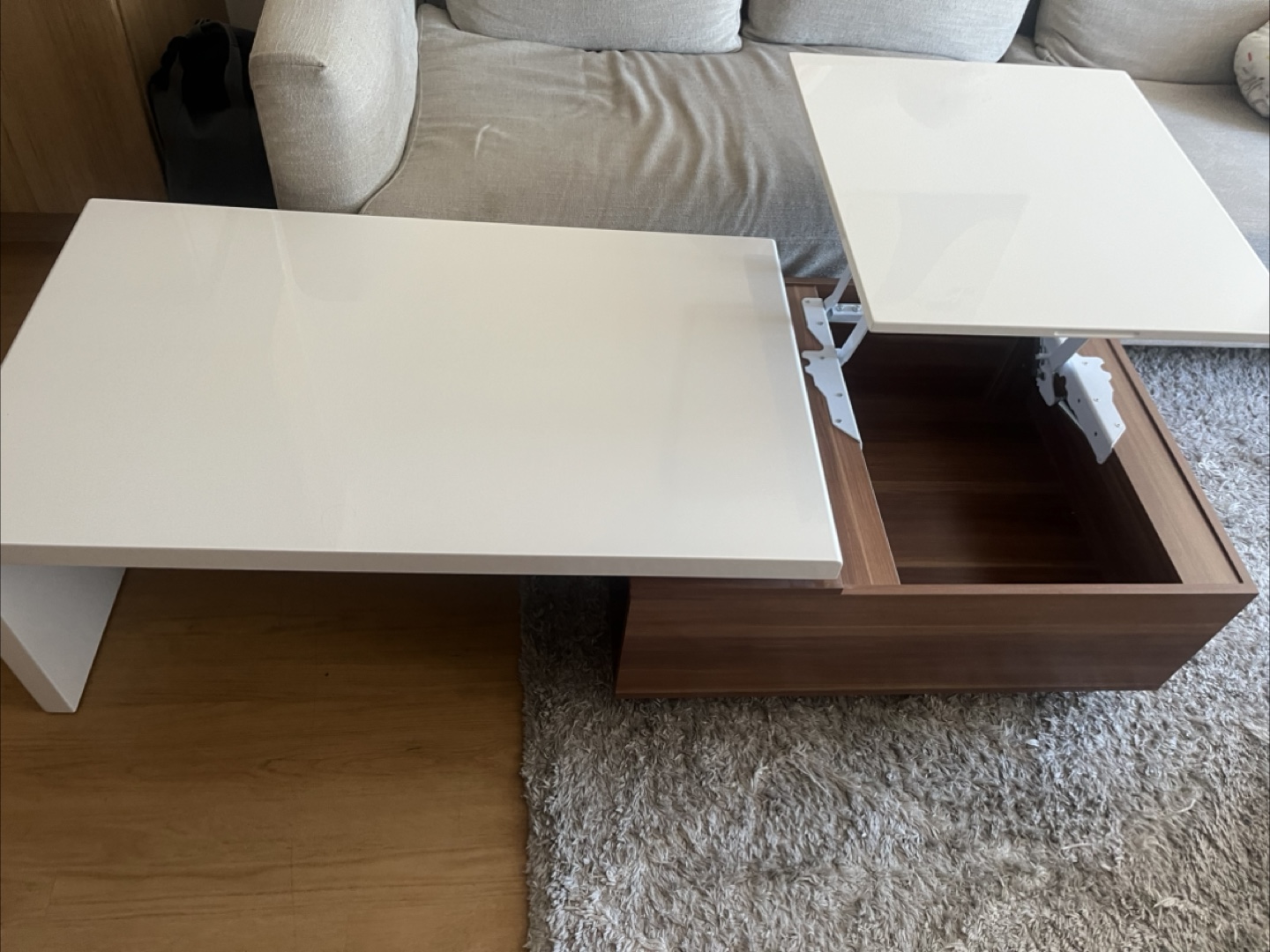 Convertible High Gloss Coffee Table - Lift Top + Secret Storage! - photo 4