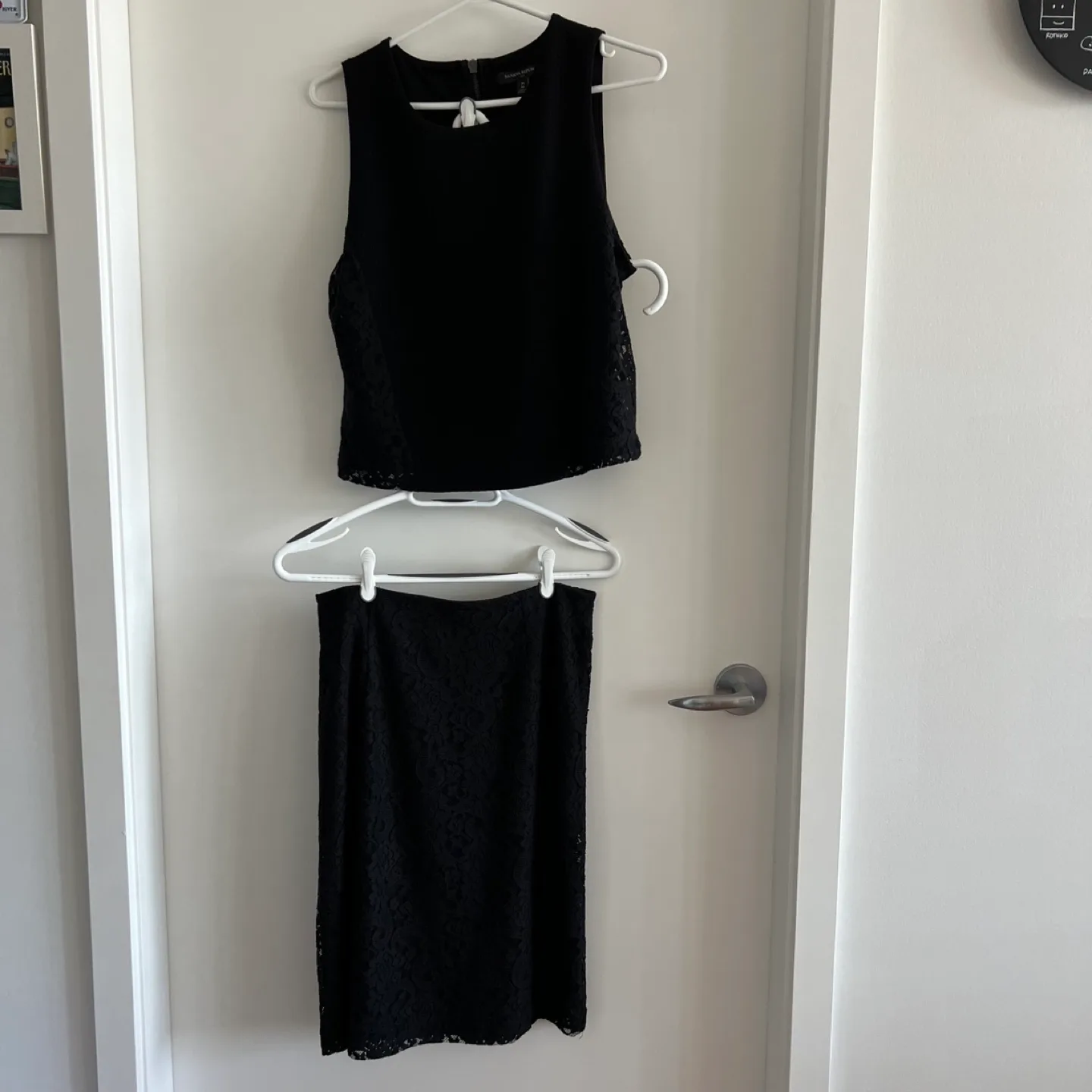 Banana Republic 2Pc Black Top-Skirt Matching Set Lace thumbnail