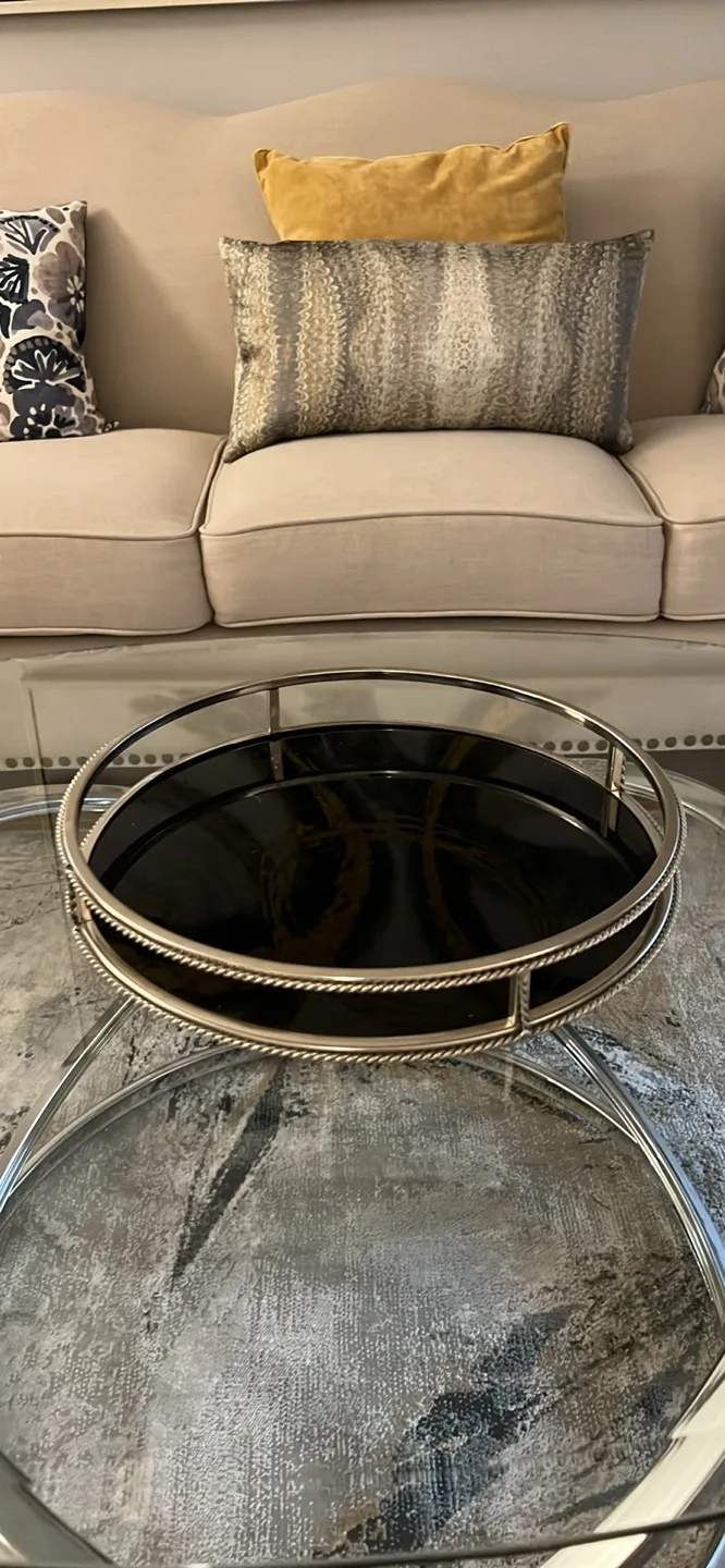 Round Decorative Tray - Silver & Black thumbnail