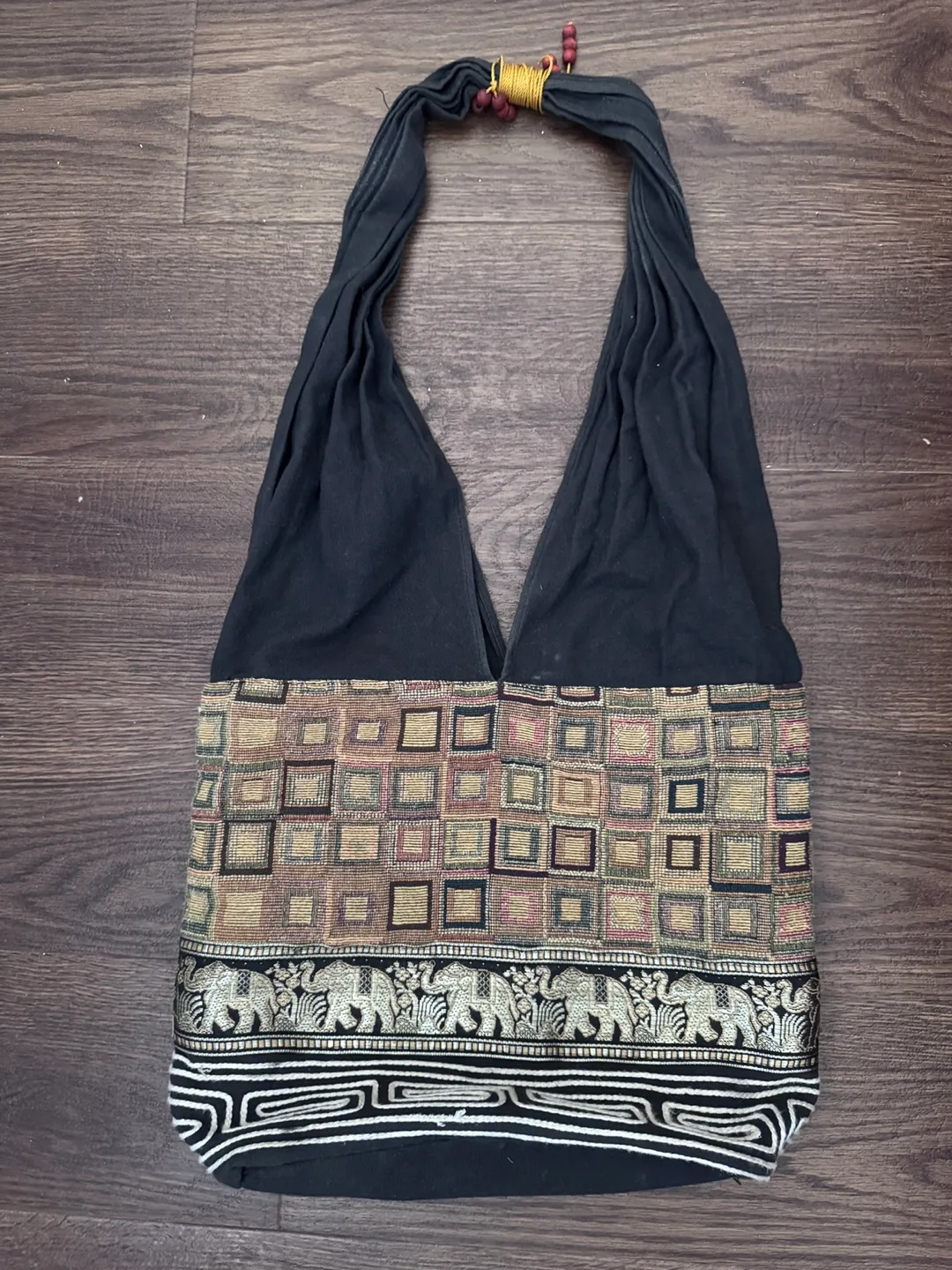 Black Handbag With Ethnic Print image indicator(2)