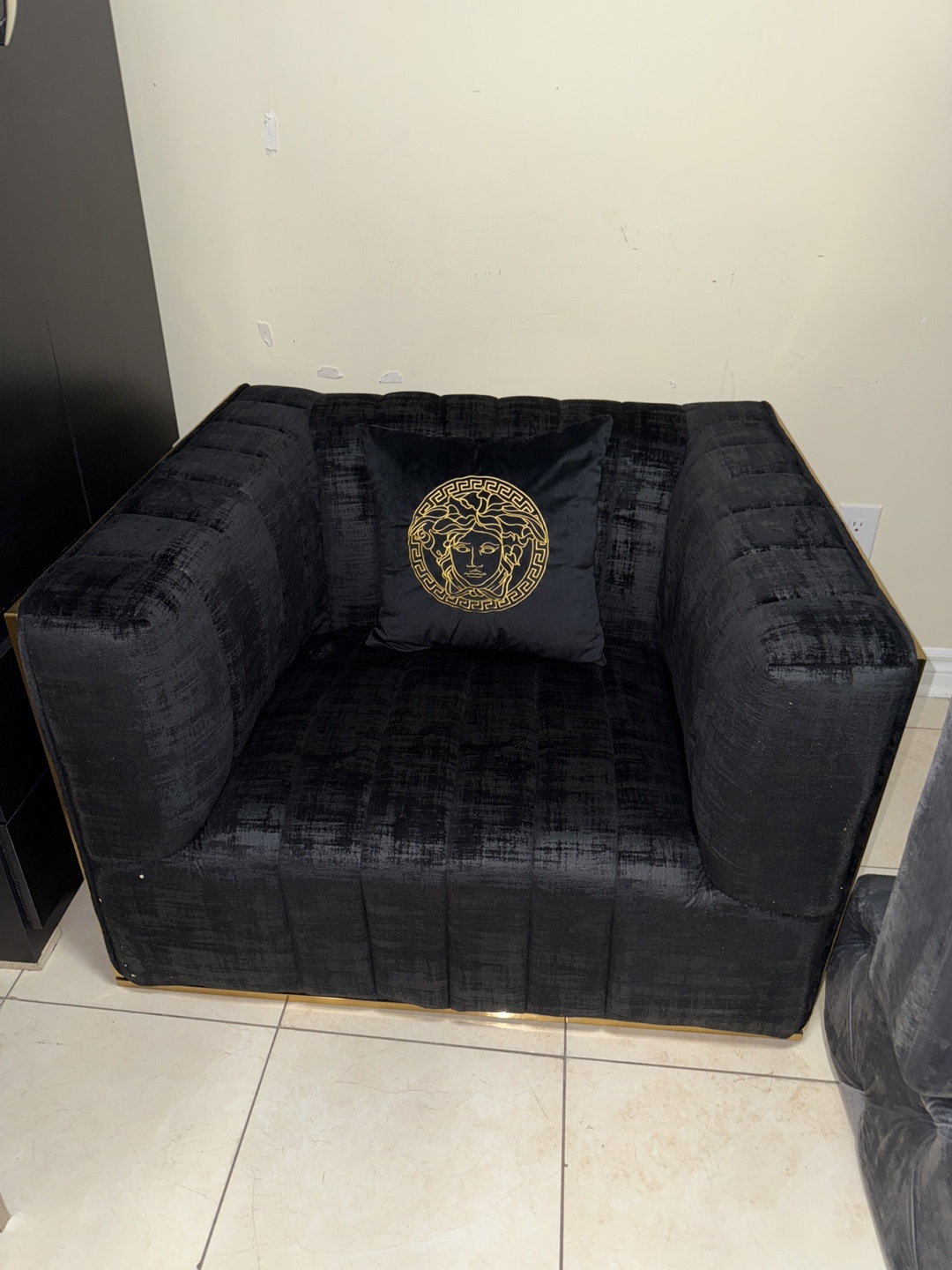 Versace Black Armchair with Pillow