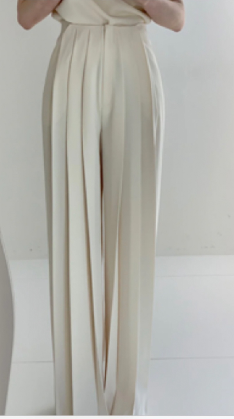 Pleated High Waist Wide Leg Pants,white color - photo 2